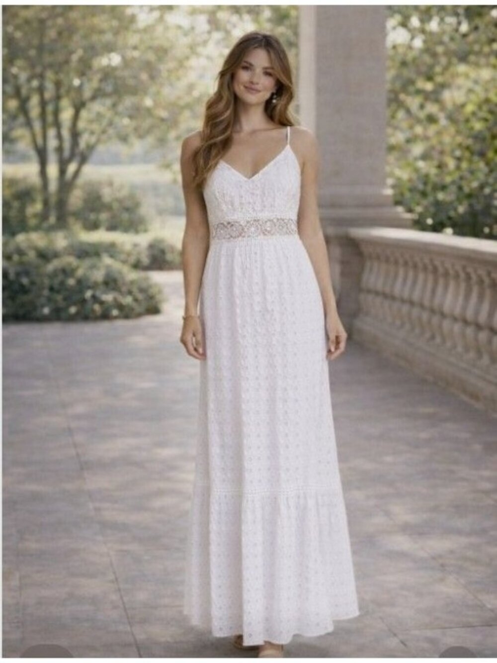 Lilly Pulitzer Melody Eyelet Maxi Dress Crochet Waist Resort Bridal Boho 10